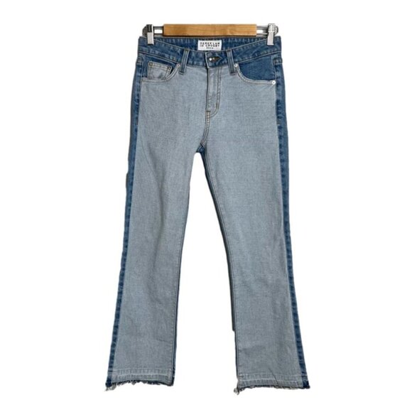 Derek Lam 10 Crosby Womens Size 25 Gia Mid Rise Cropped Flare Two Tone Blue Jean - Picture 3 of 14